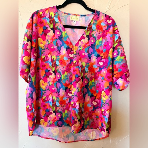 buckley Tops - BUCKLEY Bright Floral Women's Top medium lightweight multicolored spring